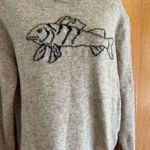 JE Anderson Wool Knot Sweater with Black Fish Design